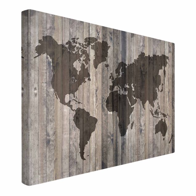 Weltkarte Leinwandbild Holz Weltkarte
