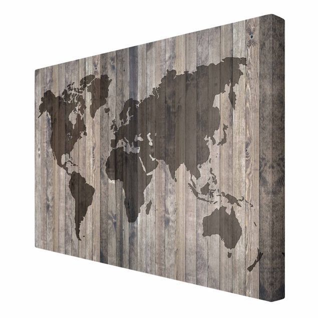 schöne Leinwandbilder Holz Weltkarte