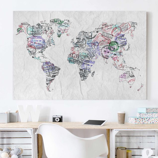 Küche Dekoration Reisepass Stempel Weltkarte