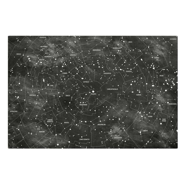 Wandbilder Schwarz-Weiß Sternbild Karte Tafeloptik