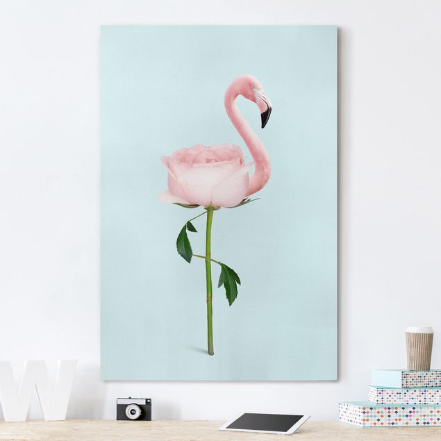 Küchen Deko Flamingo mit Rose