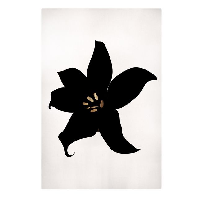 Kunstdrucke auf Leinwand Grafische Pflanzenwelt - Orchidee Schwarz und Gold