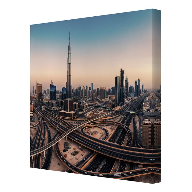 Skyline Leinwand Abendstimmung in Dubai