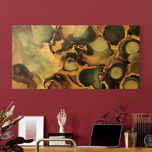 Leinwandbilder Muster Marmor Aquarell mit Gold