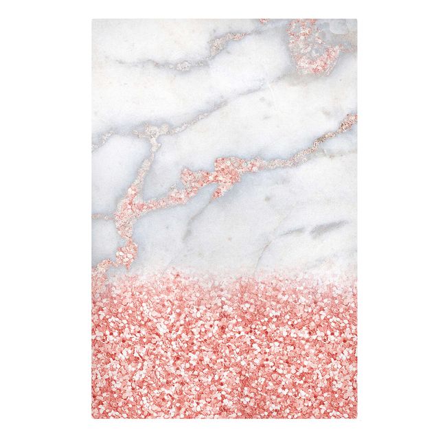 Leinwandbilder abstrakt Marmoroptik mit Rosa Konfetti
