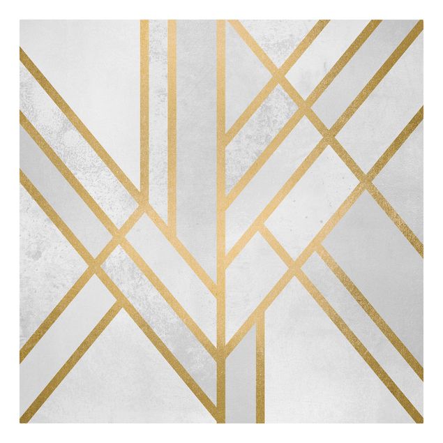 Wandbilder Kunstdrucke Art Deco Geometrie Weiß Gold
