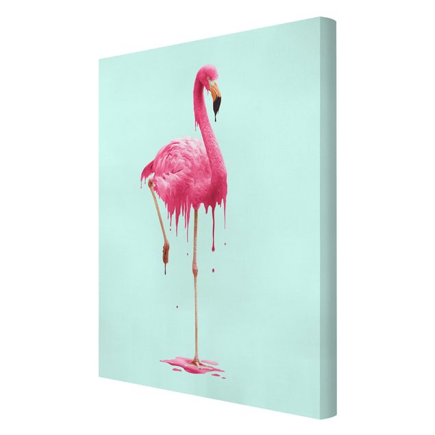 Wandbilder Türkis Schmelzender Flamingo
