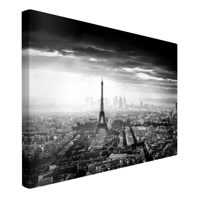 schwarz-weiß Bilder auf Leinwand Der Eiffelturm von Oben Schwarz-weiß