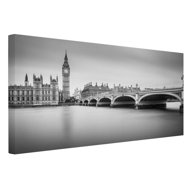 schwarz-weiß Bilder auf Leinwand Westminster Brücke und Big Ben