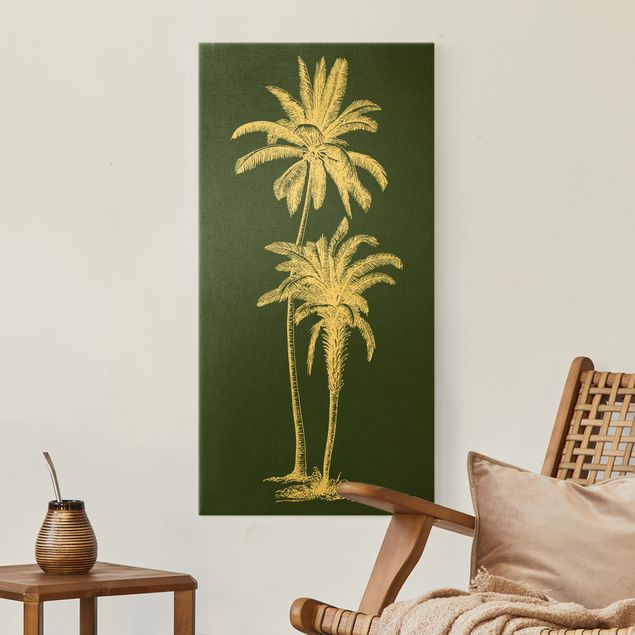 Wandbilder Floral Illustration Palmen auf Grün