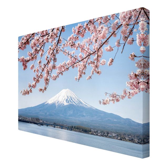 Wandbilder Landschaften Kirschblüten mit Berg Fuji