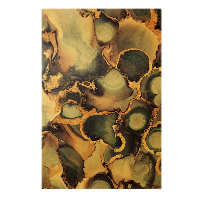 Wandbilder Kunstdrucke Marmor Aquarell mit Gold