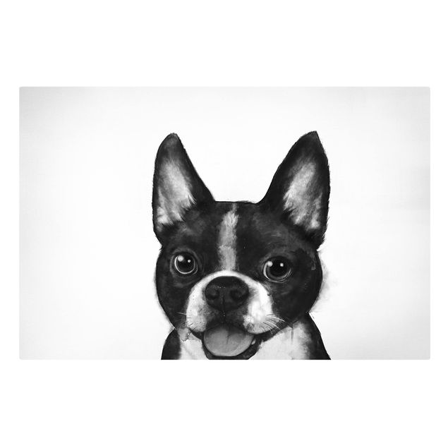 Kunstdrucke auf Leinwand Illustration Hund Boston Schwarz Weiß Malerei