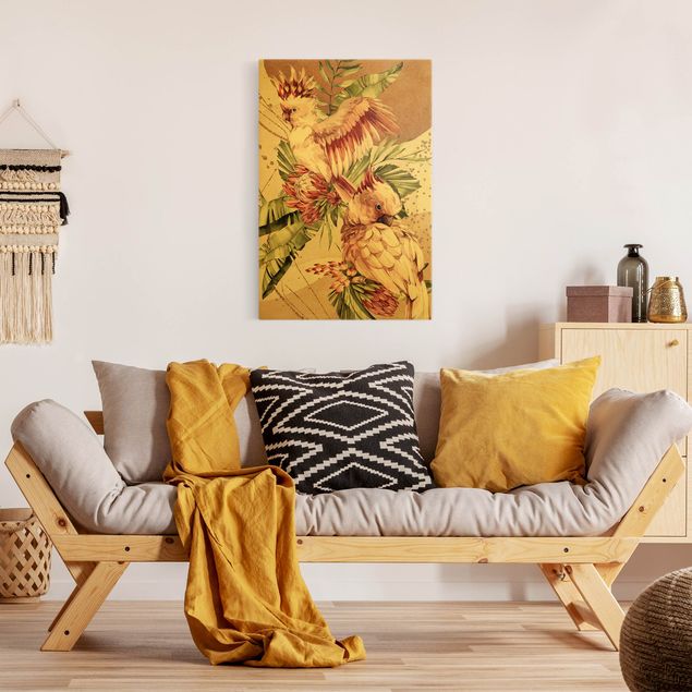 Wandbilder Blumen Tropische Vögel - Pinke Kakadus