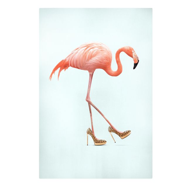 Tierbilder Leinwand Flamingo mit High Heels