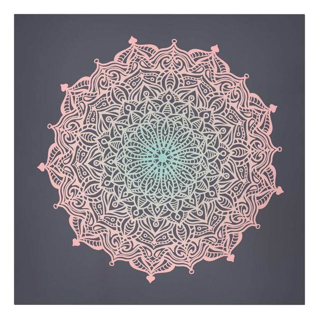 Leinwandbilder Muster Mandala Ornament in Rose und Blau