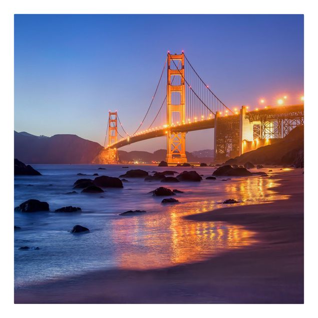 Wandbilder Orange Golden Gate Bridge am Abend