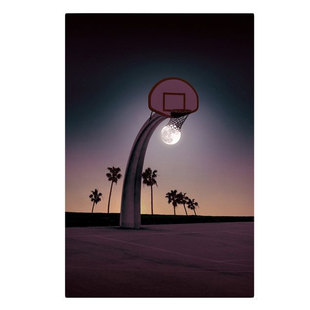 Wandbilder Schwarz Basketball mit Mond