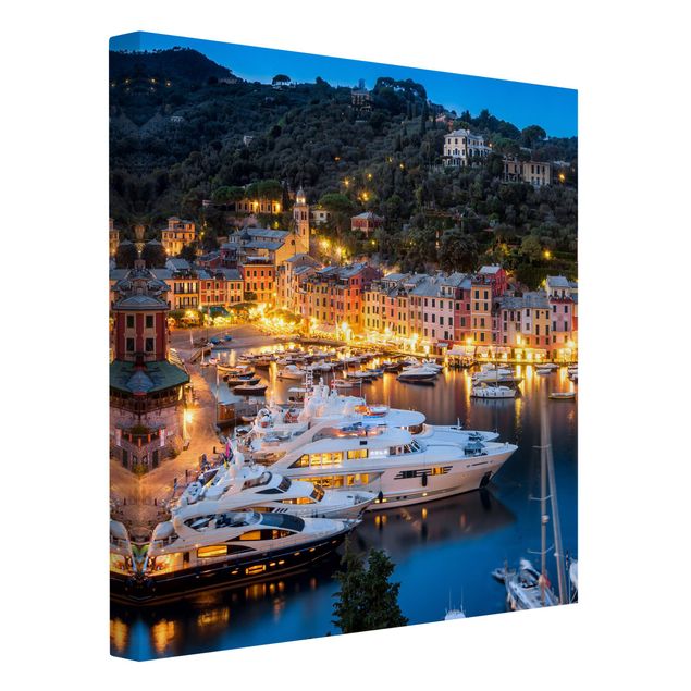 Skyline Leinwand Nacht im Hafen von Portofino