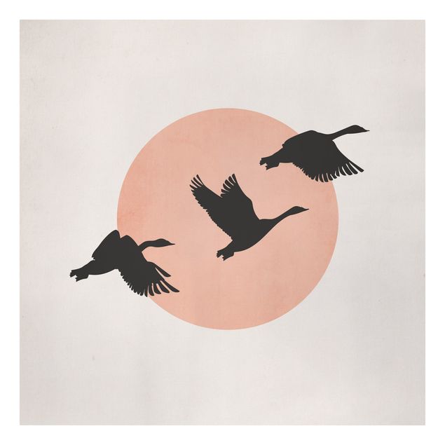 Kunstdrucke auf Leinwand Vögel vor rosa Sonne III