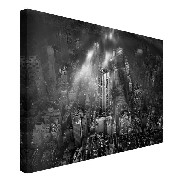 Leinwandbilder schwarz-weiß Sonnenlicht über New York City