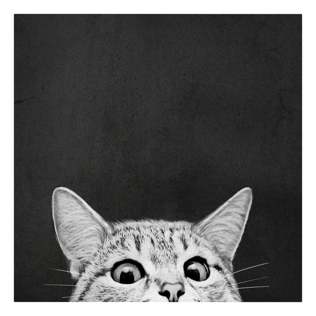 Kunstdrucke auf Leinwand Illustration Katze Schwarz Weiß Zeichnung