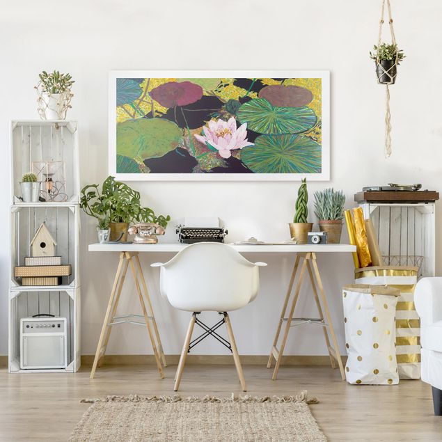Leinwandbilder Rosen Seerose mit Blätterm