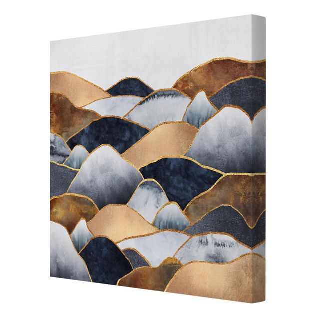 Kunstdruck Leinwand Goldene Berge Aquarell