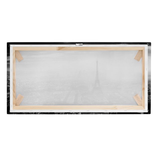 Wandbilder Schwarz-Weiß Der Eiffelturm von Oben Schwarz-weiß