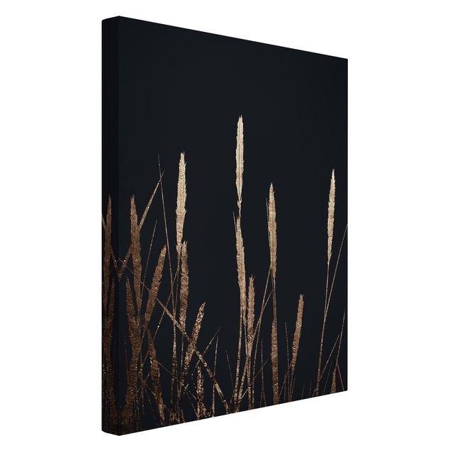 Kunstdrucke auf Leinwand Grafische Pflanzenwelt - Goldenes Schilf