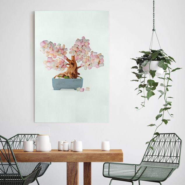 Leinwandbilder Blumen Bonsai mit Marshmallows
