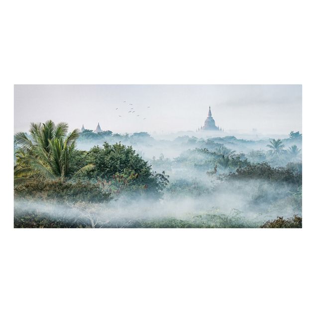 Wandbilder Landschaften Morgennebel über dem Dschungel von Bagan