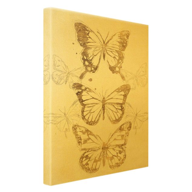 Wandbilder Schmetterlingskomposition in Gold I