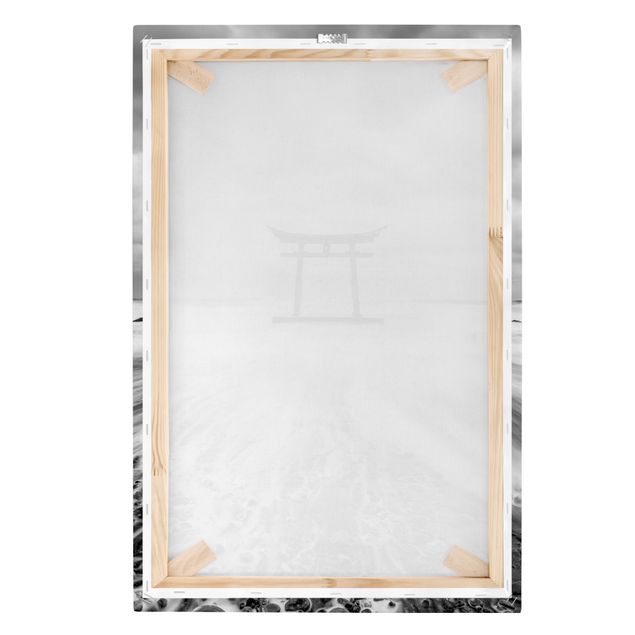 Wandbilder Schwarz-Weiß Japanisches Torii im Meer