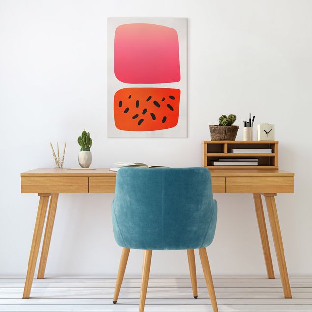 Leinwand Kunst Abstrakte Formen - Melone und Rosa