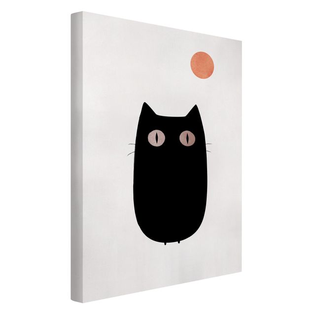 Kunstdruck Leinwand Schwarze Katze Illustration