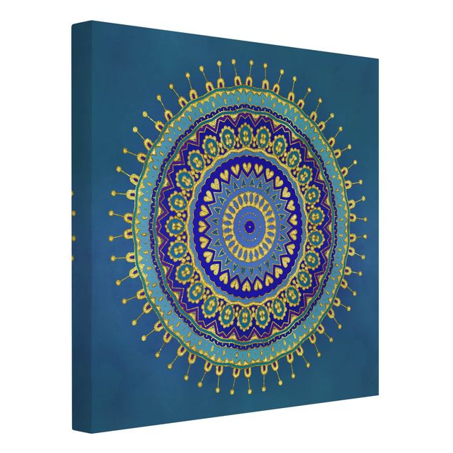 Leinwandbilder Muster Mandala Blau Gold