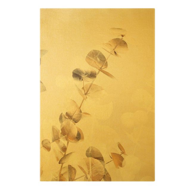 schöne Bilder Goldene Eukalyptuszweige mit Weiß I