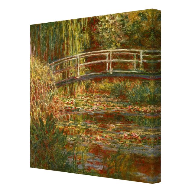 Wandbilder Landschaften Claude Monet - Seerosenteich und japanische Brücke (Harmonie in rosa)
