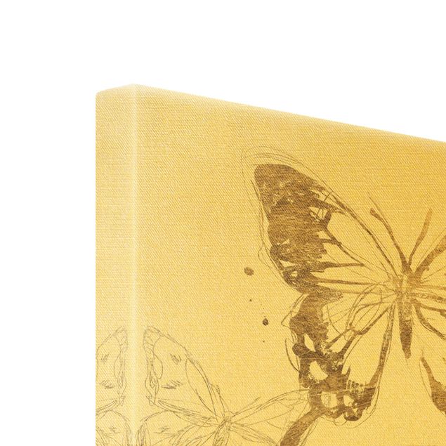Leinwandbilder kaufen Schmetterlingskomposition in Gold I