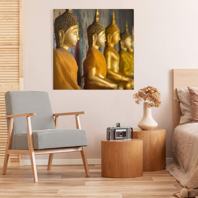 Wanddeko Küche Goldene Buddha Statuen