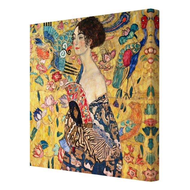 Wandbilder Portrait Gustav Klimt - Dame mit Fächer