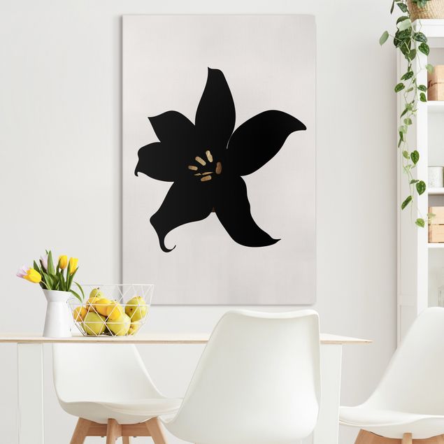 Wandbilder Orchideen Grafische Pflanzenwelt - Orchidee Schwarz und Gold
