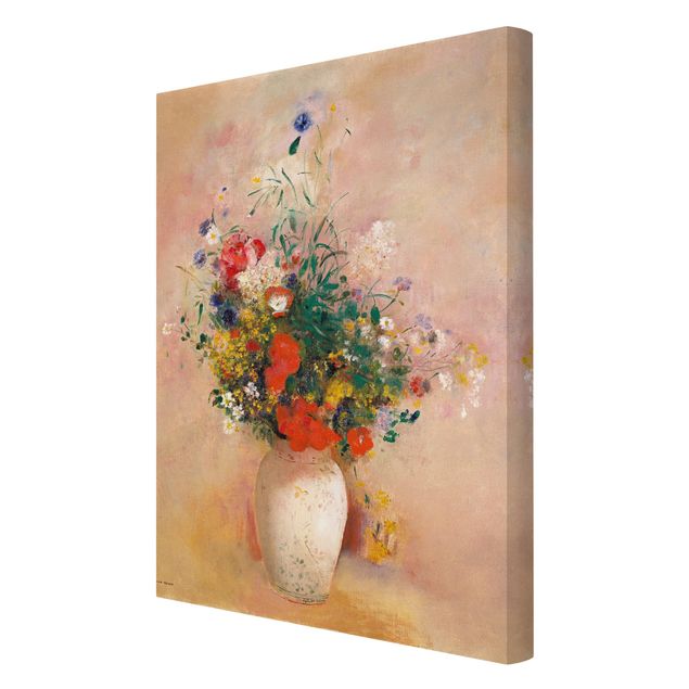 Wandbilder Blumen Odilon Redon - Vase mit Blumen (rosenfarbener Hintergrund)