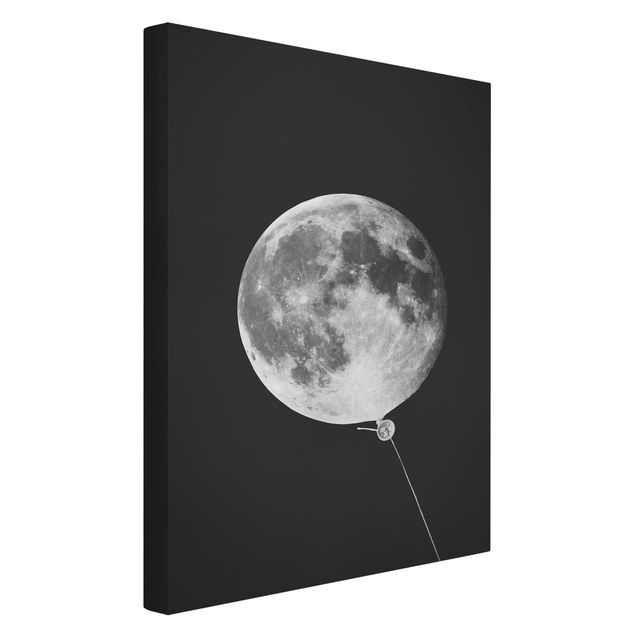 Wandbilder Kunstdrucke Luftballon mit Mond