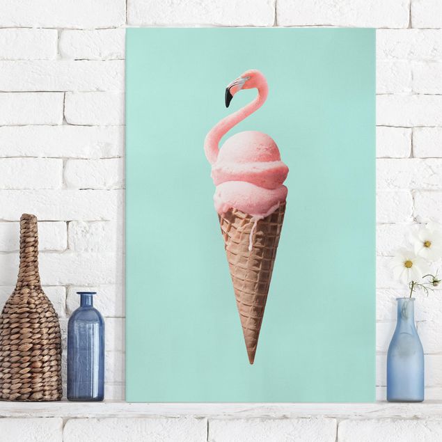 Wanddeko Küche Eis mit Flamingo