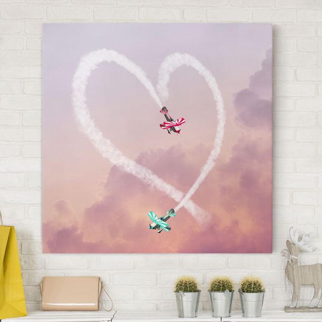 Wanddeko Küche Herz mit Flugzeugen