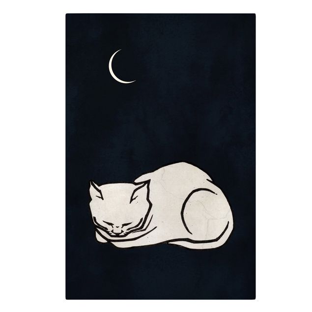 Leinwandbilder schwarz-weiß Schlafende Katze Illustration