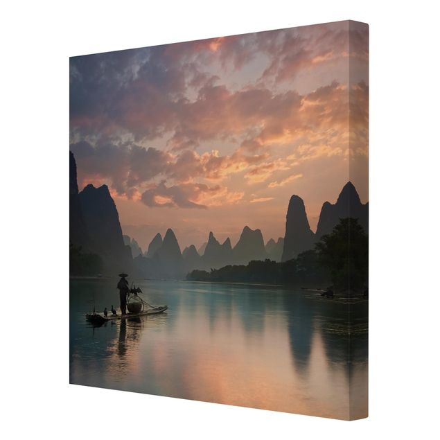 Leinwand Natur Sonnenaufgang über chinesischem Fluss