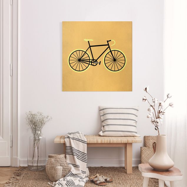 Leinwand Kunst Fahrrad in Gelb